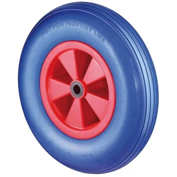 Szállító kerék, kék poliuretán gumiabroncsok, műanyag felni, átm. 400 mm, teherbírás 200 kg