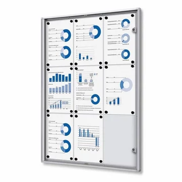 Kirakat, hátsó fal fehér mágneses fémlemezből, kapacitás 9xA4