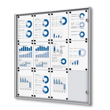 Kirakat, hátsó fal fehér mágneses fémlemezből, kapacitás 12xA4