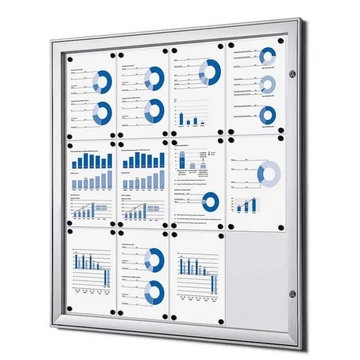 Kültéri kirakat, keskeny, mágneses hátsó fal, fehér, 12x A4