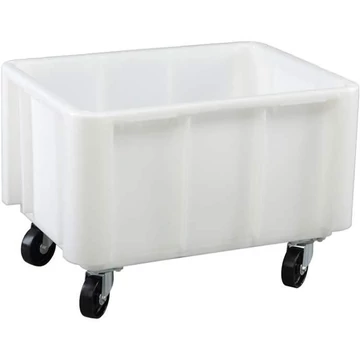 Téglalap alakú, 140 l űrtartalmú, többcélú tároló, polietilénből, 4 beálló görgővel