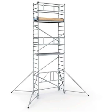 Moduláris alumínium állvány kerekekkel, emelvény 1,8 x 0,6 m, emelvénymagasság 4,55 m