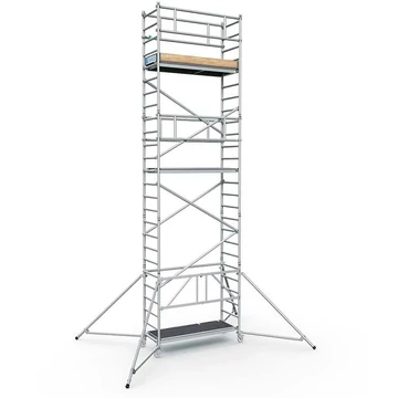 Moduláris alumínium állvány kerekekkel, emelvény 1,8 x 0,6 m, emelvénymagasság 5,55 m