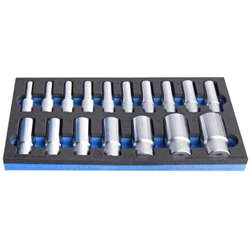 Dugókulcs készlet 1/2 hüvelyk, hosszú kivitel (10-32), UNIOR, 17 darab