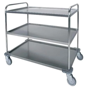 Rozsdamentes acél kocsi, professzionális, 3 polc, ma x h x sz: 1080x730x1150 mm