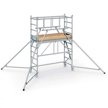 S-Plus moduláris alumínium állvány kerekekkel, 1,8 x 0,6 m-es dobogóval, 1,55 m dobogómagassággal
