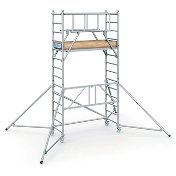 S-Plus moduláris alumínium állvány kerekekkel, 1,8 x 0,6 m-es dobogóval, 2,55 m-es magassággal