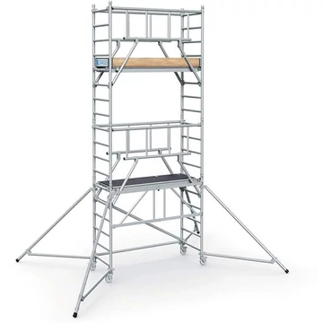 S-Plus moduláris alumínium állvány kerekekkel, 1,8 x 0,6 m-es dobogóval, 3,55 m dobogómagassággal