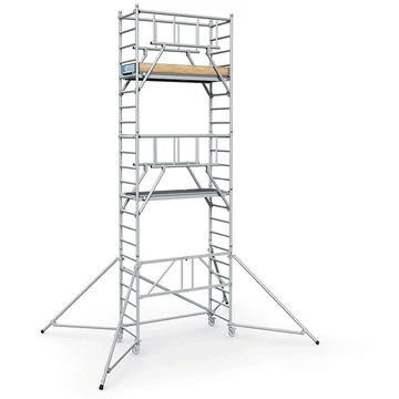 S-Plus moduláris alumínium állvány kerekekkel, 1,8 x 0,6 m-es dobogóval, 4,55 m-es magassággal