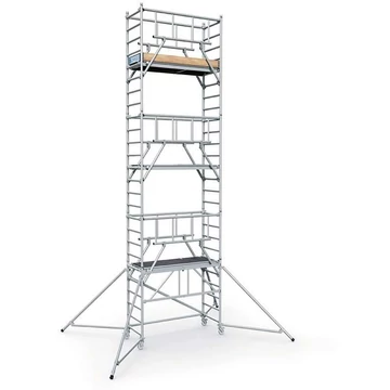 S-Plus moduláris alumínium állvány kerekekkel, 1,8 x 0,6 m-es dobogóval, 5,55 m-es magassággal