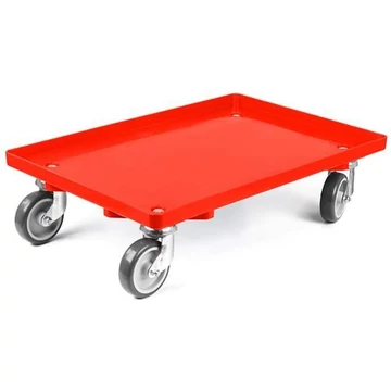 Szállító kocsi 600 x 400 mm, zárt, 4 beálló görgő gumi futófelülettel, piros színű