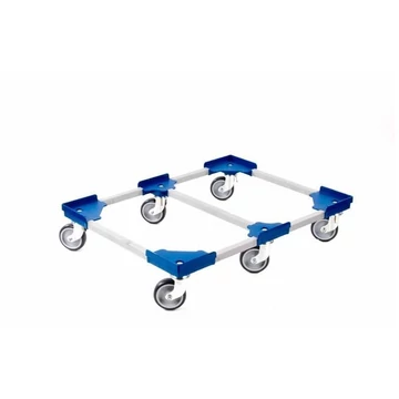 Szállító kocsi VARIABLE 800 x 600 mm, osztott, 6x beálló görgő gumi futófelülettel, kék színű