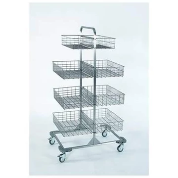 Hálós kosárállványok rozsdamentes acélból, 2x4 kosarak, ma x sz x mé: 1440x830x550 mm