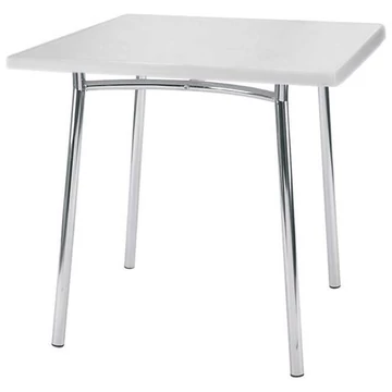 Konferenciaasztal TIRAMISU, 800 x 800 mm, váz krómozott, asztallap világos szürke