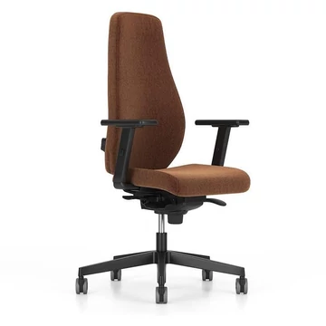 BJARG irodai forgószék, magas háttámla, szinkron mechanizmus, szövetburkolat RIVET, barna színű