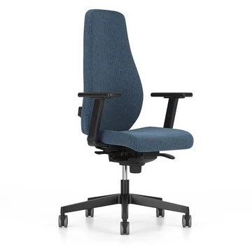 BJARG irodai forgószék, magas háttámla, szinkron mechanizmus, szövetburkolat RIVET, kék szín