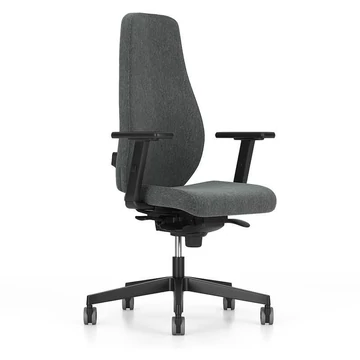 BJARG irodai forgószék, magas háttámla, szinkron mechanizmus, szövetborítás RIVET, sötétszürke színű