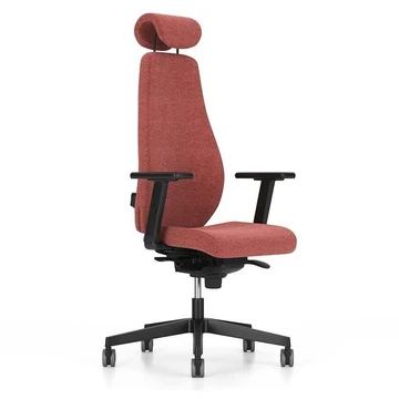 BJARG irodai forgószék fejtámlával, magas háttámlával, szinkron mechanizmussal, szövetburkolattal RIVET, piros szín