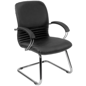 MIRAGE látogatói karosszék, karfákkal, krómozott acél vázzal, bőr kárpittal - fekete