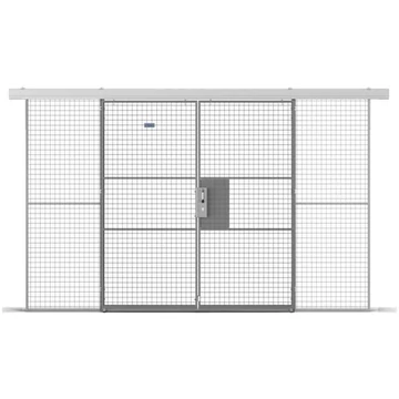 Dupla tolóajtó (gépvédőhöz), szélesség 2000 mm, oszlopok szürke / ajtó szürke