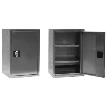 Rozsdamentes acél szekrény, telifalas dupla ajtók, ma x sz x mé: 600 x 400 x 350 mm
