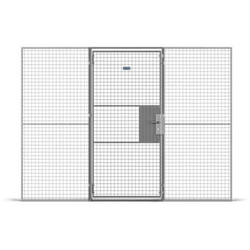 Egyszárnyú ajtó fogantyúval (Euro hengerzár), ma x szé: 3000x1000 mm, rácsméret 25x25 mm, szürke szín
