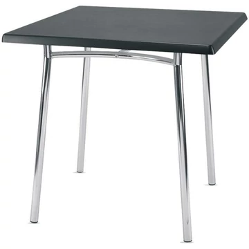 Konferenciaasztal TIRAMISU, 800 x 800 mm, krómozott keret, fekete asztallap