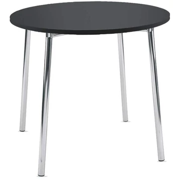 TIRAMISU tárgyalóasztal, átmérője 800 mm, krómozott keret, fekete asztallap