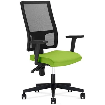 TAKTIK irodaszék fekete hálós háttámlával, zöld üléshuzattal