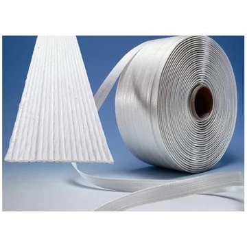 PES (textil-poliészter) szalag 16 mm, hosszában ragasztva. Tekercs hossza 850 m, fehér színű