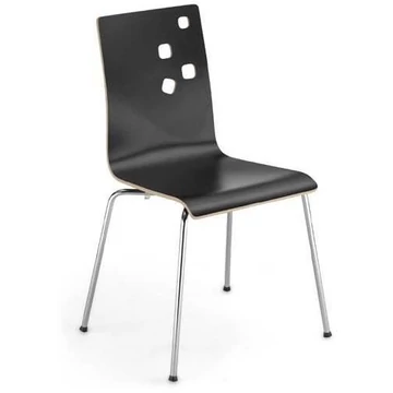 AMMI egymásra rakható székek, rétegelt lemezből, fekete színű, 4 darabos csomagolásban.