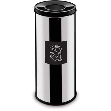 Újrahasznosítható EKO hulladékgyűjtő, 45 l térfogatú, rozsdamentes acél tartály, fekete színű