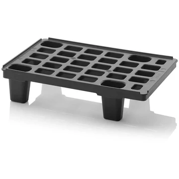 Műanyag könnyű raklap 600 x 400 mm, fekete, lábbal