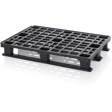 Műanyag könnyű raklap 1200 x 800 mm, fekete, csúszótalpakkal