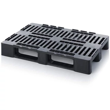 Közepes raklap 1200 x 800 mm, perforált, fekete, csúszótalpakkal