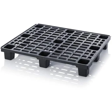 Műanyag könnyű raklap 1200 x 1000 mm, fekete, lábbal