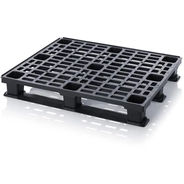 Műanyag könnyű raklap 1200 x 1000 mm, fekete, csúszótalpakkal