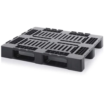 Közepes raklap 1200 x 1000 mm, perforált, fekete, csúszótalpakkal
