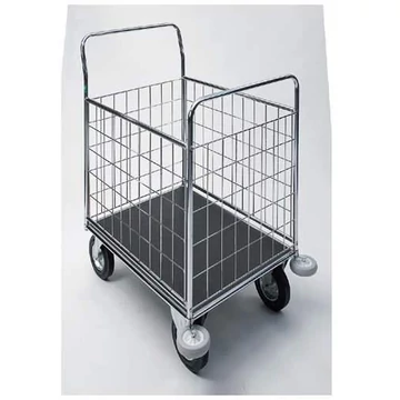 Rácsos szállító kocsi, krómozott, m x h x sz: 1150 x 760 x 1000 mm.