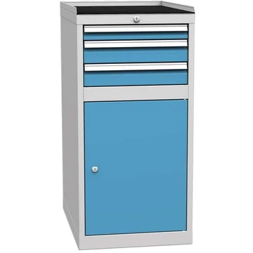 Fiókos műhelyszekrény, 1 x szekrény, 3 x fiók, ma x sz x mé: 1030 x 500 x 700 mm, szín: szürke RAL7035 / kék RAL5012