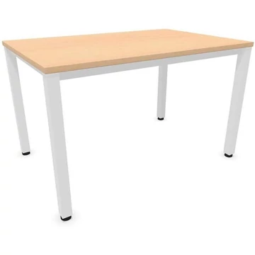 Irodai íróasztal, négyszögletes asztallábak, fehér, juhar színű, sz x mé: 1200 x 800 mm