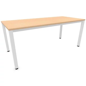 Irodai íróasztal, négyszögletes asztallábak, fehér, juhar színű, sz x mé: 1800 x 800 mm