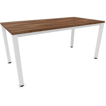 Irodai íróasztal, négyszögletes asztallábak, fehér, dió színű, sz x mé: 1600 x 800 mm