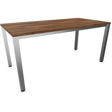 Irodai íróasztal, négyszögletes asztallábak, matt, dió színű, sz x mé: 1600 x 800 mm