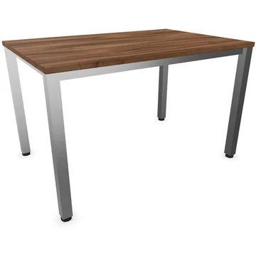 Irodai íróasztal, négyszögletes asztallábak, matt, dió színű, sz x mé: 1200 x 800 mm