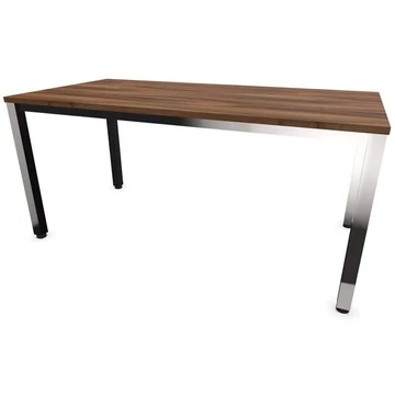 Irodai íróasztal, négyszögletes asztallábak, fényes, dió színű, sz x mé: 1600 x 800 mm