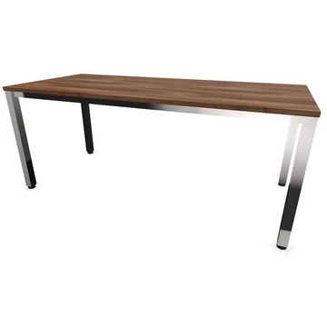 Irodai íróasztal, négyszögletes asztallábak, fényes, dió színű, sz x mé: 1800 x 800 mm