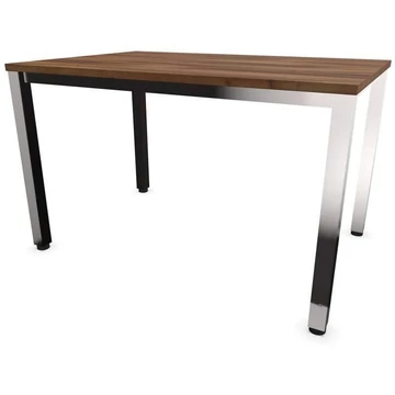 Irodai íróasztal, négyszögletes asztallábak, fényes, dió színű, sz x mé: 1200 x 800 mm