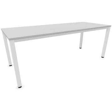 Irodai íróasztal, négyszögletes asztallábak, fehér, színe világosszürke, sz x mé: 2000 x 800 mm