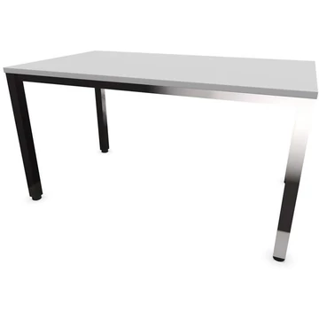 Irodai íróasztal, négyszögletes asztallábak, fényes, színe világosszürke, szélesség x mélység: 1400 x 800 mm